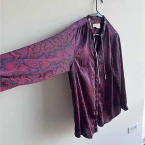 Michael Kors Red & Purple Snake Print Y2K Blouse Mob Wife Vibe
